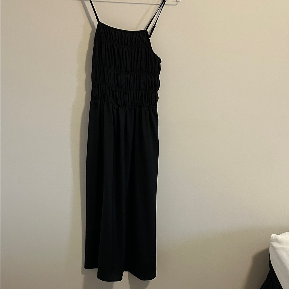 GAP Black Midi Dress with Spaghetti Straps